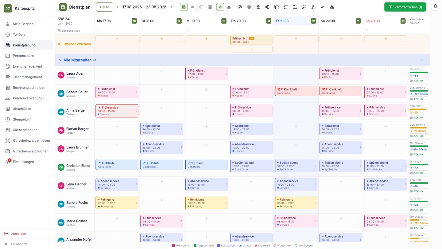 Backoffice-Demo: Dienstplan im Browser